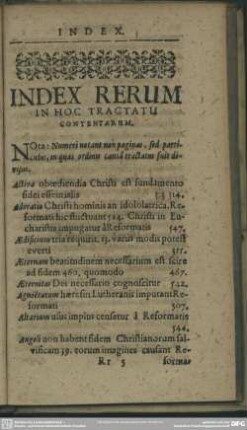Index Rerum In Hoc Tractatu Contentarum