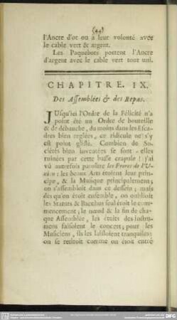 Chapitre IX. Des Assemblées & des Repas