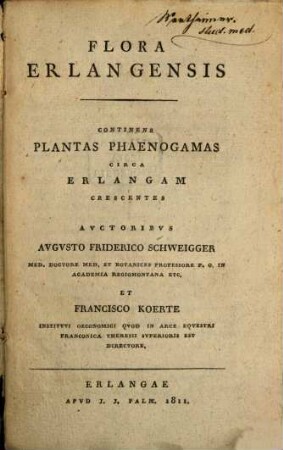 Flora Erlangensis : continens plantas phaenogamas circa Erlangam crescentes