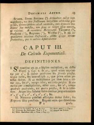 Caput III. De Calculo Exponentiali
