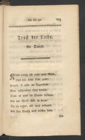 Trost der Liebe. An Damis