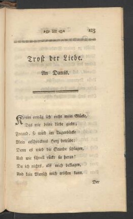 Trost der Liebe. An Damis