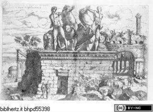 Discorsi sopra l'antichità di Roma.Tafel 36: Haec ostendit equos marmoreos in monte Quirinali - Die Dioskuren auf dem Quirinal