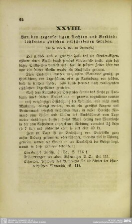 XXVIII. Von den gegenseitigen Rechten und Verbindlichkeiten zwischen verschiedenen Gruben