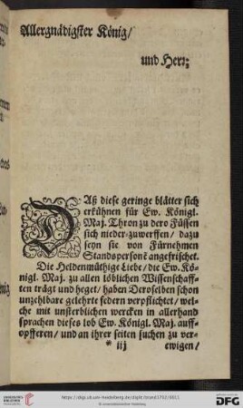 Allergnaedigster Koenig / und Herr