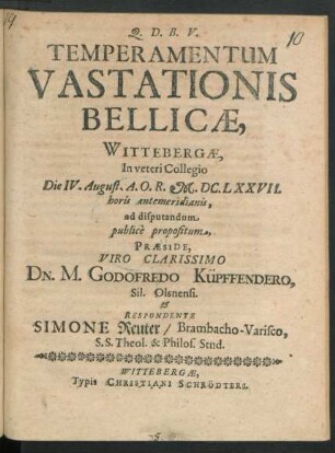 Temperamentum Vastationis Bellicae