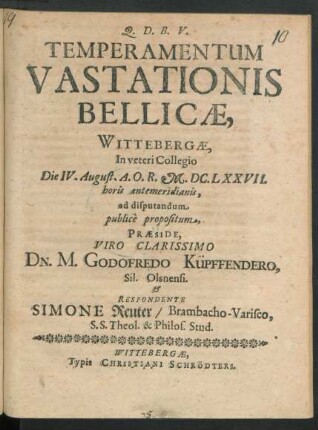 Temperamentum Vastationis Bellicae