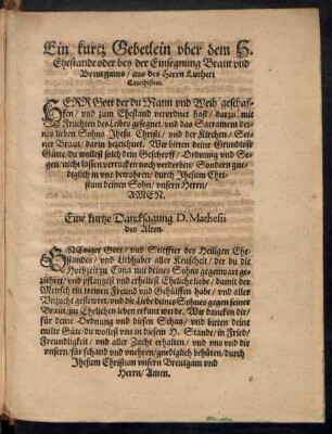 Eine kurtze Dancksagung D. Mathesii des Alten.