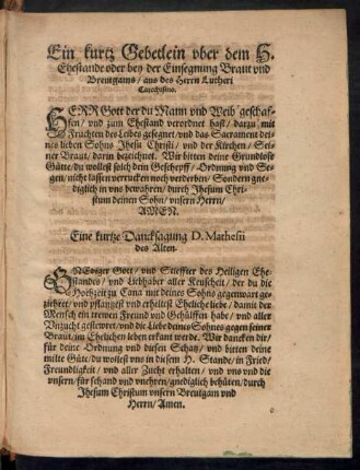 Eine kurtze Dancksagung D. Mathesii des Alten.