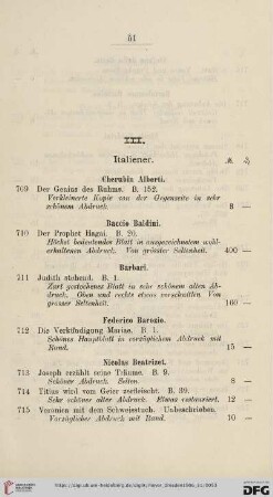 III. Italiener (Nr. 709 - 825)