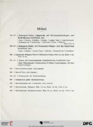 Möbel (Nr. 910-950)