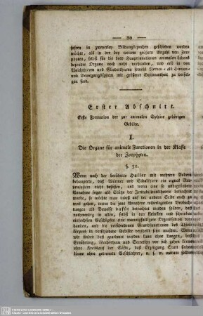 Abschnitt 1. Erste Formation der zur animalen Sphäre gehörigen Gebilde