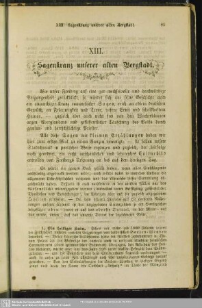 XIII. Sagenkranz unserer alten Bergstadt