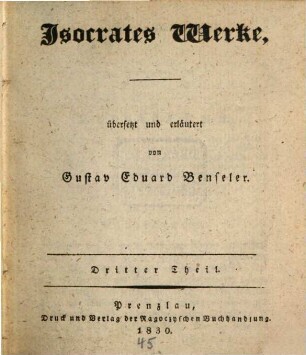 Isocrates Werke, 3