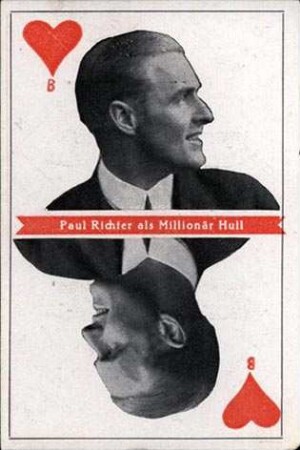Reklame-Spielkarte. Uco-Film der Decla Bioscop. Paul Richter als Millionär Hull.
