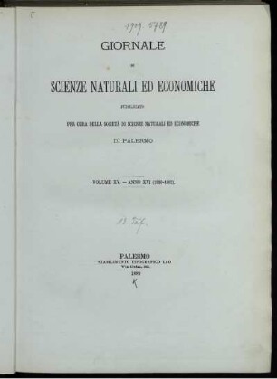 15: Giornale di scienze naturali ed economiche