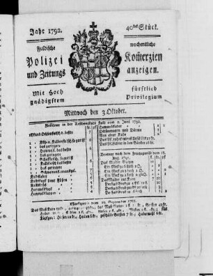 40tes Stück., Ausgabe vom 3. Oktober 1792