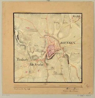 Topographische (militärische?) Karte von Bautzen und Umgebung