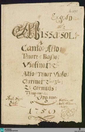 Masses - Don Mus.Ms. 2070 : V (4), orch, org; G; GotZ B3