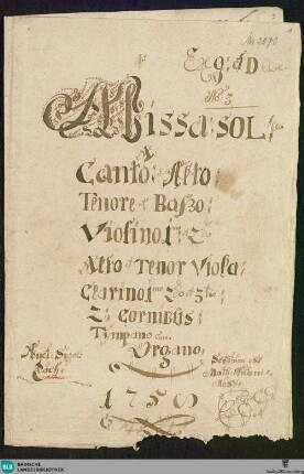 Masses - Don Mus.Ms. 2070 : V (4), orch, org; G; GotZ B3