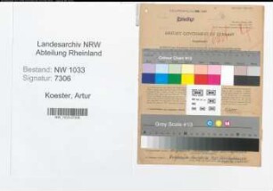 Entnazifizierung Artur Koester , geb. 22.04.1914 (Baecker)