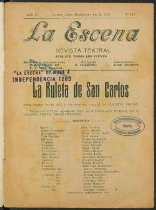 La ruleta de San Carlos : pieza cómica en un acto y dos cuadros