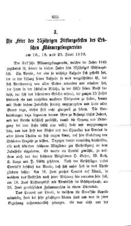 Die Feier des 25jährigen Stiftungsfestes des Erkschen Männergesangvereins