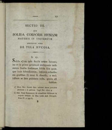 Sectio III. De Solida Coporis Humani Materie In Universum Speciatim Vero De Tela Mucosa