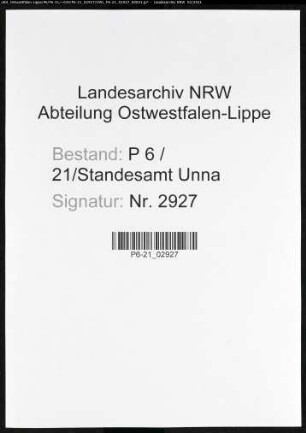 Sterberegister Standesamt Unna