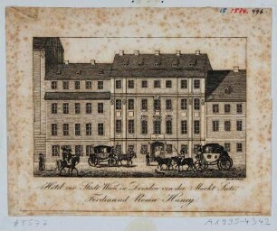 Das Hotel Stadt Wien an der Großen Klostergasse/Neustädter Markt in Dresden, Straßenansicht