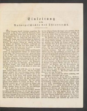 Einleitung in die Naturgeschichte des Thierreichs.