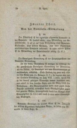 Zweiter Theil. Von der Gemeinde-Verwaltung.