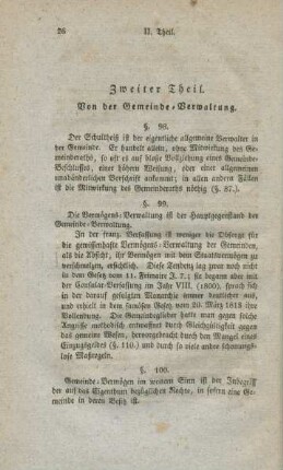 Zweiter Theil. Von der Gemeinde-Verwaltung.