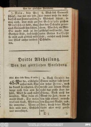 Dritte Abtheilung. Von der göttlichen Vorsehung.