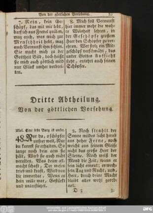 Dritte Abtheilung. Von der göttlichen Vorsehung.