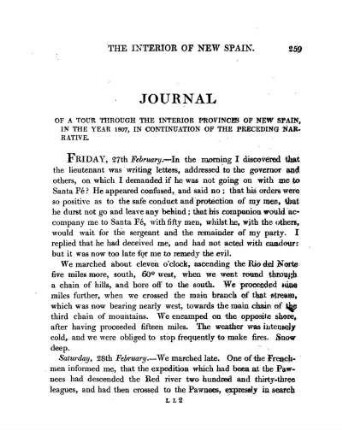 JOURNAL OF A TOUR THROUGH THE INTERIOR PROVINCES OF NEW SPAIN