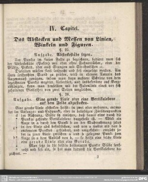 IV. Capitel. Das Abstecken und Messen von Linien, Winkeln und Figuren