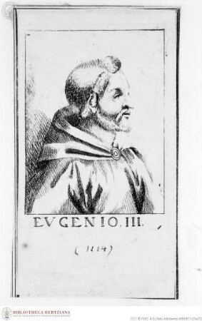 Unbekannte italienische Serie radierter kleinformatiger Papstporträts, Eugen III., Papst, Porträt