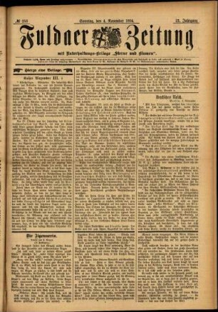 Erste Ausgabe vom Sonntag, den 04. November 1894.