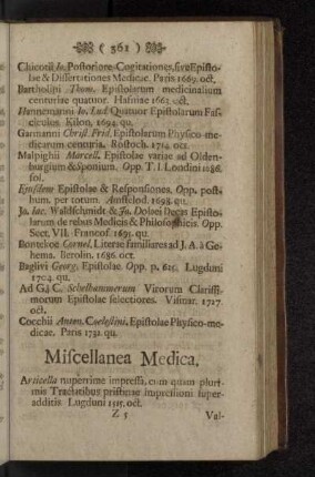 Miscellanea Medica.