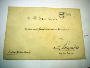 Briefumschlag an Prinz Friedrich von Preußen, adressiert nach Burg Stolzenfels, abgesendet in Berlin