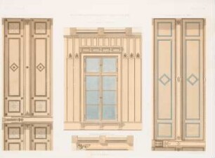 Innendekoration der Wartesäle des Bahnhofs, Küstrin: Innenansichten Details (aus: Architektonisches Skizzenbuch, H. 37, 1858)