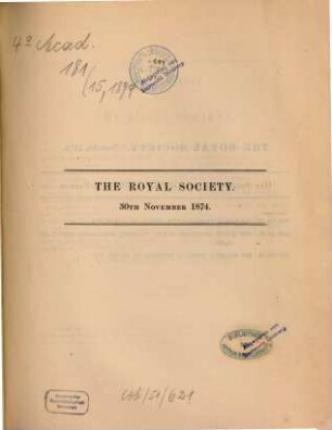 The Royal Society, 1874