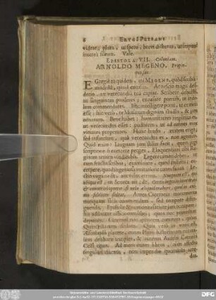 Epistola VII. Coloniam. Arnoldo Megeno, Propinquo suo.
