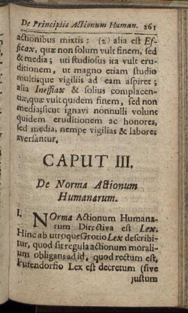 Caput III. De Norma Actionum Humanarum.