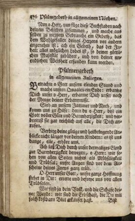 Psalmgebeth in allgemeinen Nöthen. - Andacht für die armen Seelen.