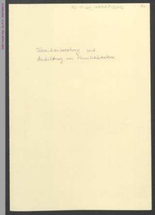 Familienberatung und Ausbildung von Familienberatern. Vorträge und Symposium für Probleme der Frauenarbeit, Goethe-Institut Osaka