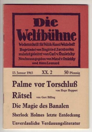 "Die Weltbühne", 13. Januar 1965