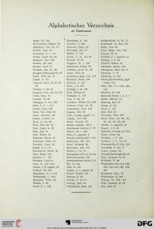 Alphabetisches Verzeichnis der Künstlernamen