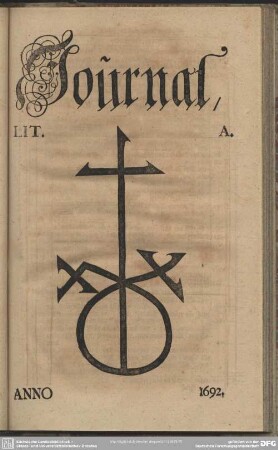 Journal Lit. A. Anno 1692